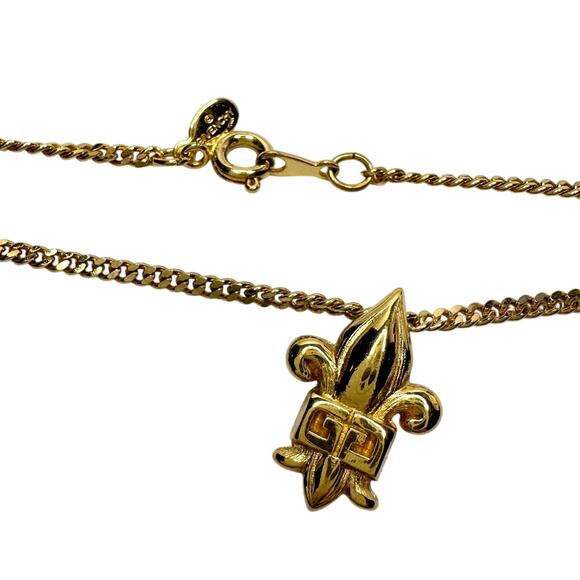 Givenchy Jewelry - Vintage Givenchy Gold Plated Fleur-De-Lis Pendant Necklace - 15"